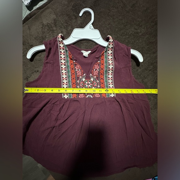 Aeropostale Sleeveless Embroidered Split Neck Top Size Small Summer Boho Chic XS - Picture 5 of 7